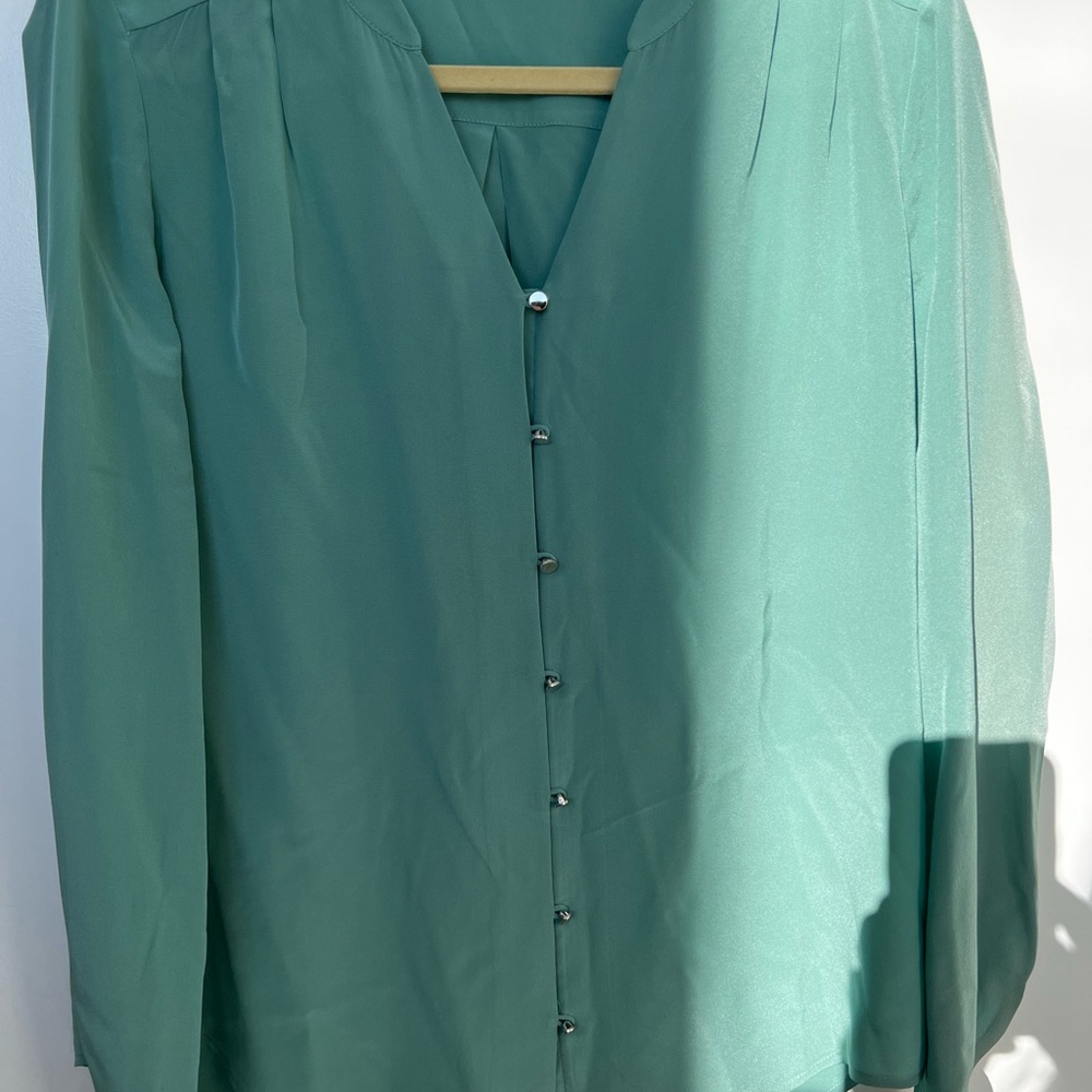 Antonio Melani Silk Long Sleeve  V Neck Button Front